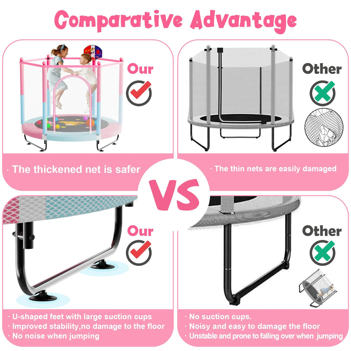 VGMiu 60" Trampoline for Kids, 5 FT Toddler Baby Trampoline