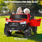 Licensed Toyota Hilux 2-Seater Kids Ride on Car 4WD 2x12V Battery Powered Riding Toy Truck with Remote
