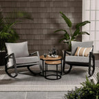 Better Homes & Gardens Marlow Outdoor 2pk Patio Rocking Chairs,Black Frame/Gray Cushion