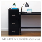 BOWERY HILL 3 Drawers 35.5" Vertical Black Metal Filing Cabinet Lockable Pre-Assembled Stationary Letter Size for Home, Office