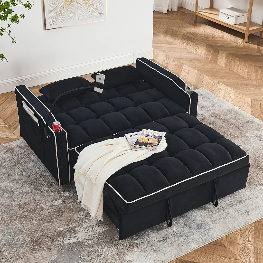 Fashionable modern and multi-functional foldable velvet sofa bed
