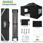 COBIZI 10x20 Heavy Duty Pop up Canopy Tent with 6 sidewalls Easy Up Commercial Outdoor Canopy Wedding Party Tents for Parties All Season Wind & Waterproof Gazebo with Roller Bag,Black(Frame Thickened)