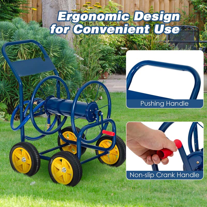 Garden Hose Reel Cart Holds 330 FT of 3/4" or 5/8�?& 400 FT of 1/2" Hose, Heavy Duty Yard Water Planting Cart