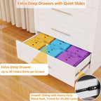 Armoire Wardrobe Closet with 6 Deep Drawers and Doors 71" Clothing Storage Cabinet with Hanging Rod Wooden Wardrobe Cabinet for Bedroom, Large Capacity Storage White, 2 Sets