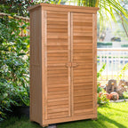 63" Wooden Outdoor Storage Shed Garden Tool Cabinet Waterproof Portable Shed with Latch Detachable Shelves