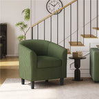 Renwick Faux Leather Barrel Accent Chair for Living Room, Set of 2, Black