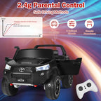 Licensed Toyota Hilux 2-Seater Kids Ride on Car 4WD 2x12V Battery Powered Riding Toy Truck with Remote