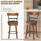 2-Pack 25.5" Wooden Swivel Bar Stools Counter Height Pub Kitchen Dining Chairs with Leather Padded Seat
