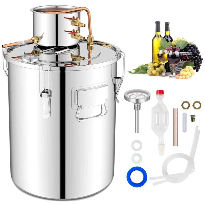 5/10 Gal 2 Pots Alcohol Still Home Brewing Kit, 40L Stainless Steel Water Alcohol Distiller, Wine Making Kit for Whiskey Brandy Beer