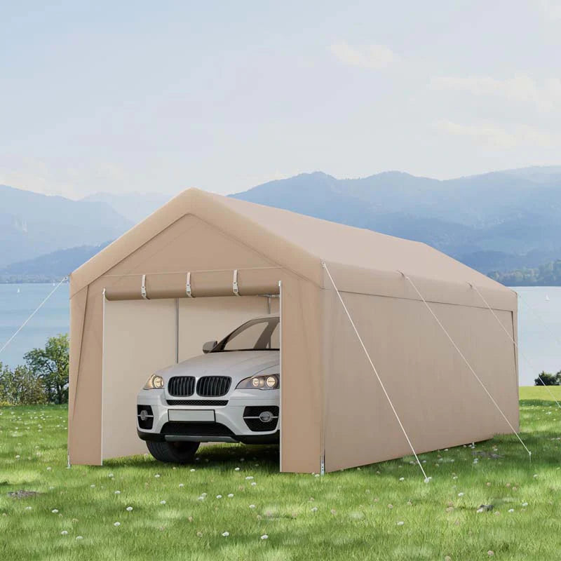 10 x 20 FT Heavy-Duty Carport Portable Garage Tent with Steel Frame & Sidewalls, Outdoor Car Canopy Shelter for Truck SUV Boat