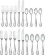 Lenox Silverware Set, Vintage Jewel 20-Piece Flatware Set, Service For 4, 18/10 Stainless Steel, Dishwasher Safe, Knives Spoons And Forks Set, Home And Kitchen Utensils (Silver, 20 Piece)