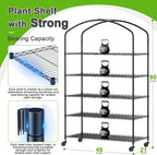 Abimars 5-Tier Greenhouse with Grow Light  Shelf Height Adjustable Metal Plant Shelf with PVC Cover and Wheels  Includes 5-Pack 2900K Full Spectrum Plant Lights  21x49x80inch