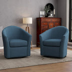 Set of 2 Modern Upholstered Swivel Barrel Chair Living Room Accent Chair