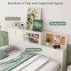 Twin/Full Size Wooden Daybed with 3 Drawers with Storage Shelves