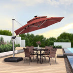 12ft Solar LED Patio Umbrella Outdoor Round Umbrella Large Cantilever Umbrella with LED Lights Windproof Bias Umbrella Heavy Duty Parasol for Garden Deck Pool Patio