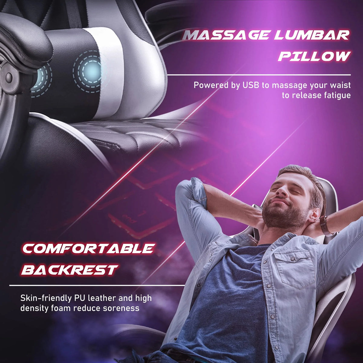 Homall Ergonomic High Back Game Chair with Swivel Seat