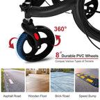3-Wheel Folding Rollator Walker with Shopping Bag, Lightweight Aluminum Mobility Walking Aid