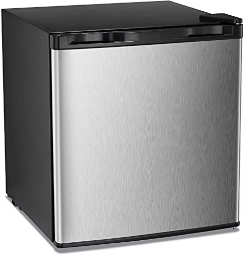 Antarctic Star Compact Chest Upright Freezer Single Door Reversible Stainless Steel Door, Compact Adjustable Removable Shelves for Home Office, 1.1 cu.Black