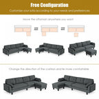 Reversible Sectional Sofa Couch L-Shaped Sofa Couch with Ottoman