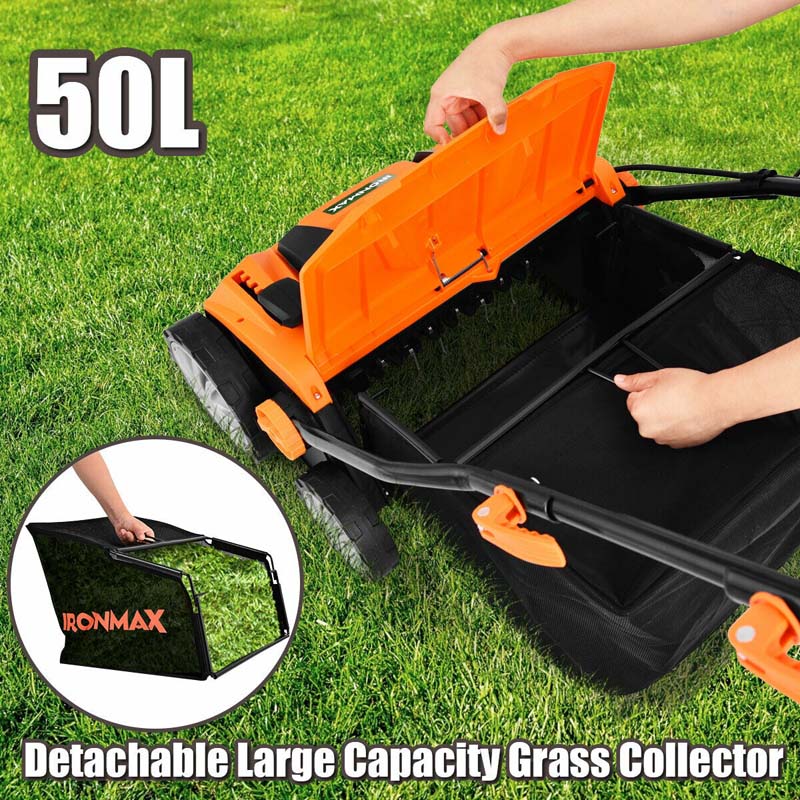 2-in-1 Electric Lawn Dethatcher & Scarifier with Folding Handle, 13 Amp 15" Corded Grass Dethatcher with 50L Collection Bag