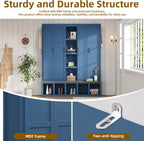 LUMISOL 4-in-1Wide Hall Tree with Wood Grain Bench and 8 Open Compartments, Farmhouse Style Entryway Bench with Storage Unit and 6 Hooks, 62.9" Rustic Coat Rack for Hallway Living Room, Blue