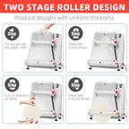 Garvee Commercial Pizza Dough Roller Sheeter, Max 16", Automatic 370W Electric Pizza Dough Roller, Stainless Steel, Suitable for Noodle, Pizza Bread and Pasta Maker Equipment