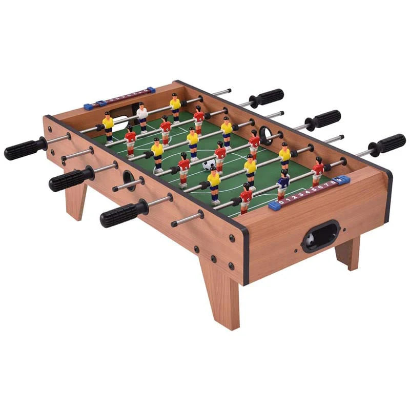 27" Wooden Foosball Table, Indoor Soccer Game Table Top with Footballs, Portable Table Soccer Set for Game Room