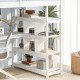 Twin Size Loft Bed with Desk and Storage Stairs Loft Bed Frame with Shelves and Safety Guardrails
