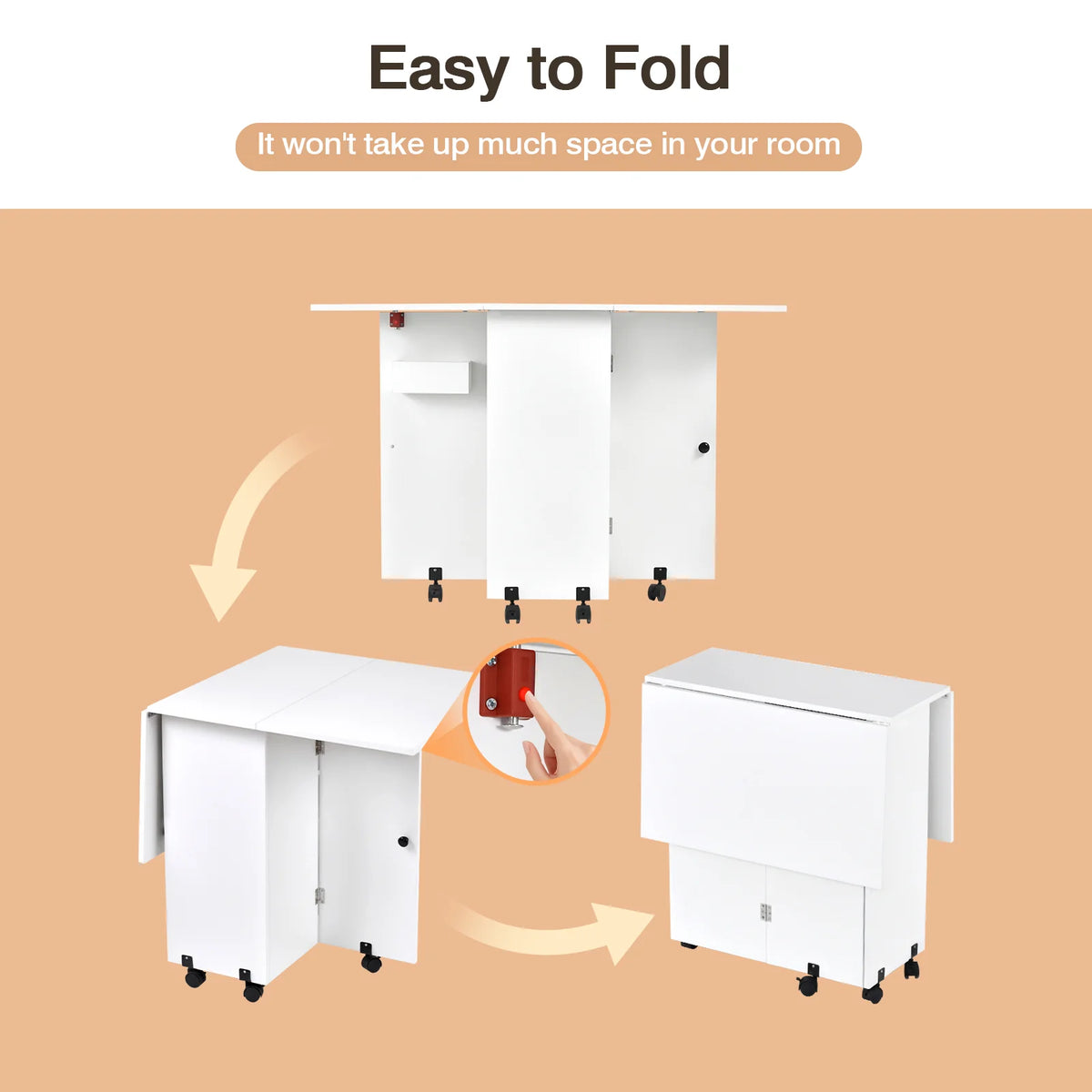 Foldable Dining Table with Storage Shelves