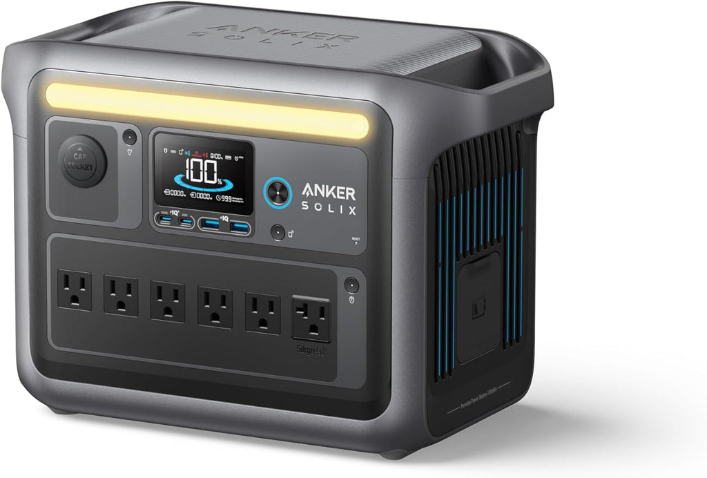 Anker SOLIX C1000 Portable Power Station with 200W Solar Panel, 1800W Solar Generator, 1056wh LFP (LiFePO4) Battery, 6 AC Outlets, Up to 2400W for Home, Power Outages, and Outdoor Camping