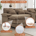 Wiilayok U Shaped Cloud Couch Modular Sectional Sofa 124" Extra Deep Fluffy Chenille Double Chaise Lounge, Central Console w/ Dual USB-C & A Ports, Storm Gray