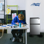 Arctic King 3.2 Cu ft Two Door Mini Fridge with Freezer, Stainless Steel, E-Star