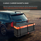 Folding hitch mounted cargo basket 60" With hook stabilizer, net and straps