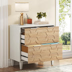 Tribesigns 2-Drawer File Cabinet, Lateral Filing Cabinet for A4/Letter/Legal Size, Office Storage Cabinet, Printer Stand with Storage Drawer for Home Office, White & Walnut