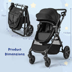 2-in-1 Convertible Baby Stroller, Foldable Infant Carriage with Reversible Seat