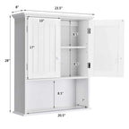 2-Door Wall Mounted Bathroom Storage Cabinet with Adjustable Shelf, Over The Toilet Cabinet, Wood Hanging Medicine Cabinet