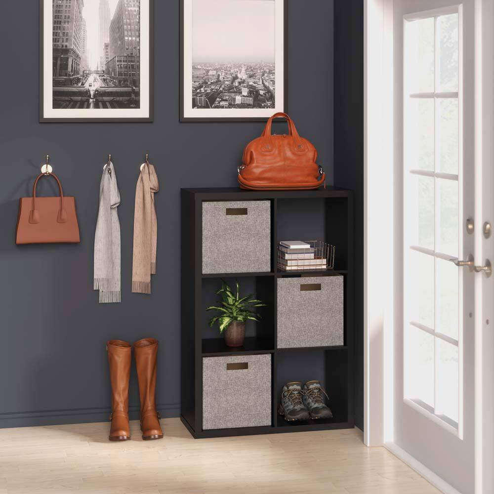 4582 30 in. H x 43.82 in. W x 13.50 in. D Black Wood Large 6- Cube Organizer