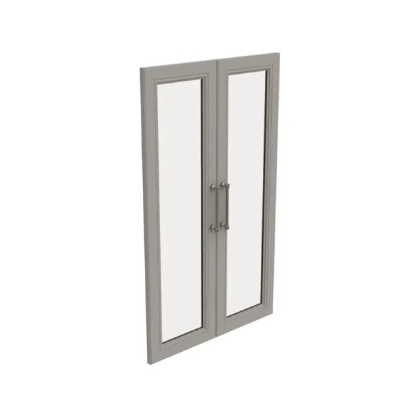 4613 Modular Storage Pair Set, 2 Glass Pane Doors, Wood Closet Organizer Shaker Style, Add On Accessory for Shelf Units, Taupe, Kit