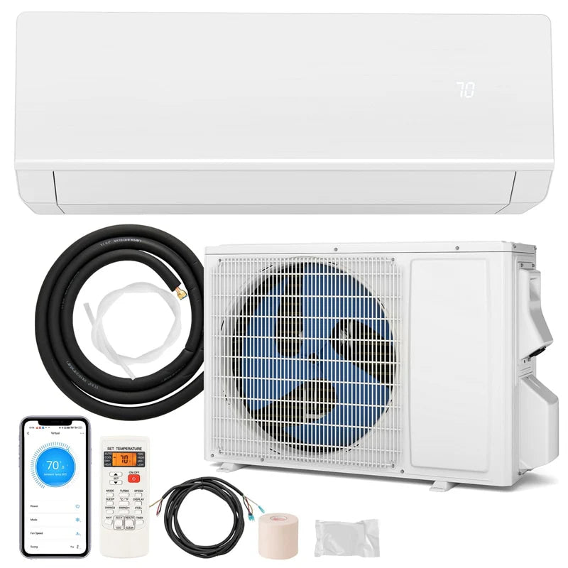 Energy Star Certified 12000 BTU 24 SEER2 Mini Split Air Conditioner with Heat Pump, WiFi Enabled Ductless Inverter AC Unit Cools 750 Sq.Ft