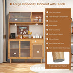 Giantex Bamboo Buffet Cabinet w/Hutch, 175cm Wine Bar Kitchen Cabinet