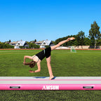 AWSUM Inflatable Air Gymnastics Mat 10 ft 13 ft 16 ft Training mat 4 inches Thick tumble track Air Roller with Electric Pump for Home/Gym