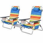 2 Pack 5-Position Outdoor Folding Backpack Beach Chair & Table Set, Patio Lawn Camping Chair Beach Sling Chair