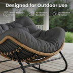 SWITTE Outdoor Rocking Chair  Oversized Patio Papasan Rocker  Comfy Wicker Reading Lounge  Indoor Egg Chair for Bedroom  Living Room  Porch  Garden  Lawn-Dark Grey