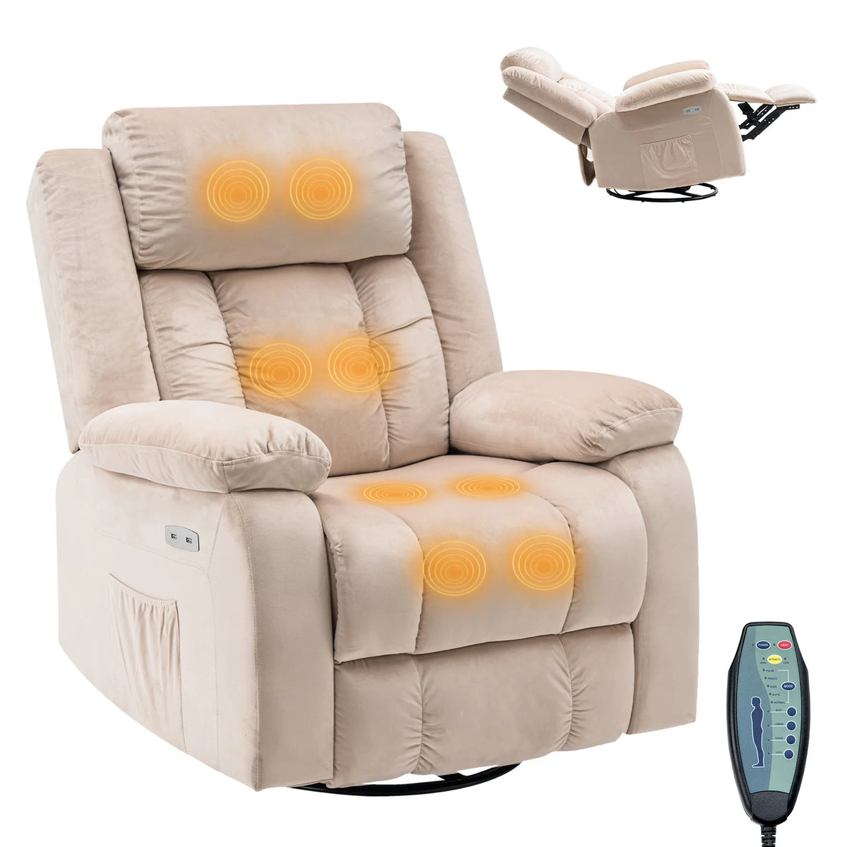 360?? Swivel Heated Recliner Massage Chair