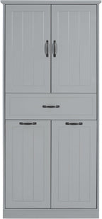 Christopher Knight Home 65.8" Tall Storage Cabinet, Modern Freestanding Large Cupboard with Drawer and Two Laundry Hampers, Bathroom Cabinet with Adjustable Shelf, Gray