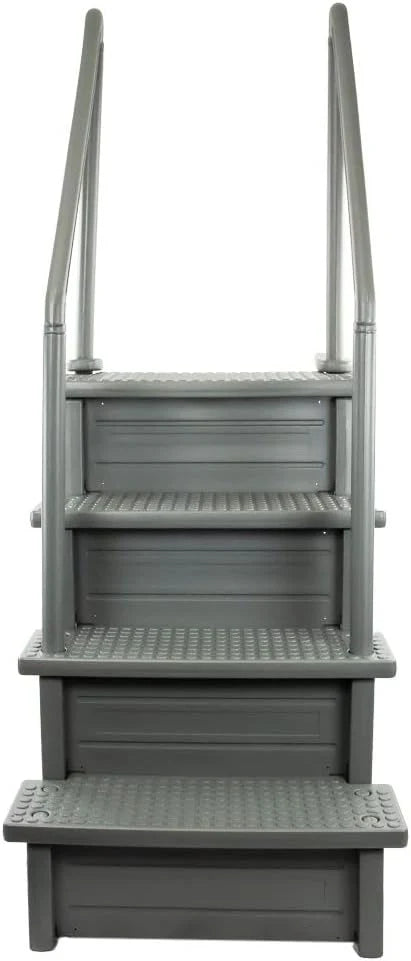 Select Anti-Slip in-Pool Steps | Gray | for Above Ground Swimming Pools | Can Mount to Decks 48" to 54" H | Safety Stairs Capacity Up to 300 lbs