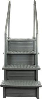 Select Anti-Slip in-Pool Steps | Gray | for Above Ground Swimming Pools | Can Mount to Decks 48" to 54" H | Safety Stairs Capacity Up to 300 lbs