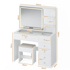 Dressing Table Stool Set Glass Tabletop