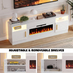 Fireplace TV Stand with 36’’ Electric Fireplace, 70'' TV Media Entertainment Center with Fireplace Up to 80 inch,Modern LED TV Console with High Gloss Cabinet for Living Room
