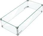 Holy Fire 35.5" L x 15.5" x 6" Rectangle Fire Pit Glass Wind Guard Clear Tempered Glass Flame Protective Pane Wind Resistant - Fits 30��x10 Fire Pit Burner Pan